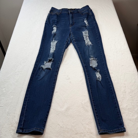 Fashion Nova Denim - Fashion Nova Distressed Skinny Jeans Womens 15 Blue Good High Waisted Ripped